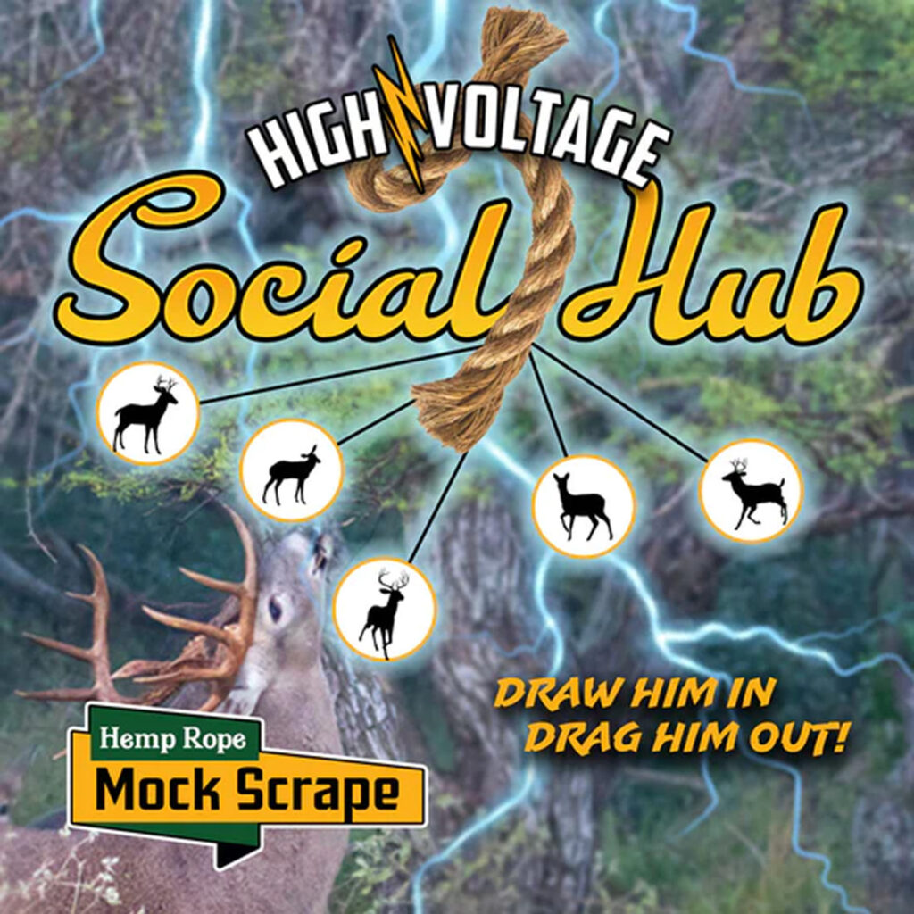 The “Social Hub” by High Voltage is a hemp rope that you imbue with deer scents and tie to a tree branch.
